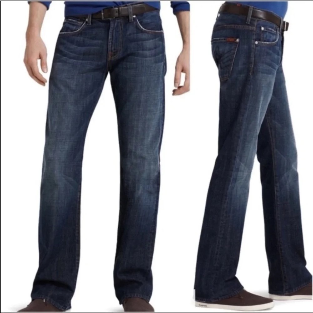 7 For All Mankind Men's Dark Blue Bootcut Jeans